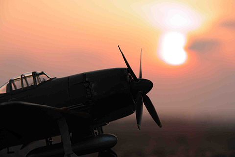 黄昏の中の343空紫電改